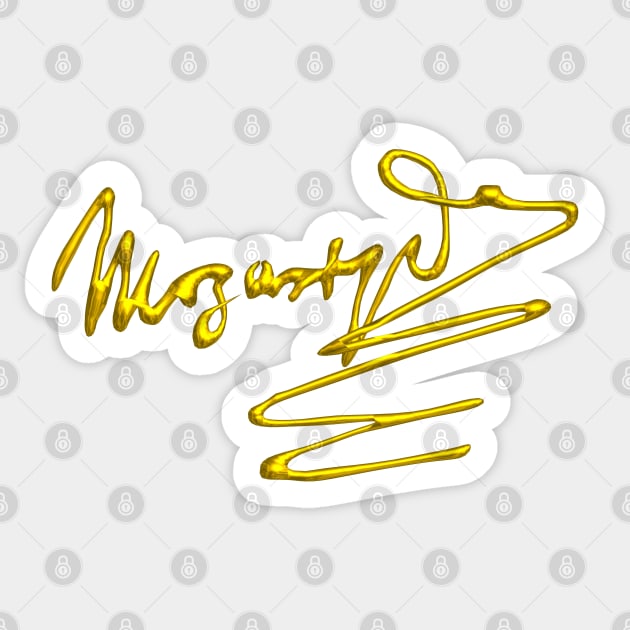 HOMAGE TO MOZART Gold Signature Of Composer Sticker by BulganLumini